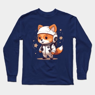 Cute Fox Astronaut Cartoon Long Sleeve T-Shirt